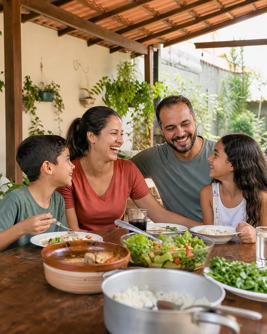 Família brasileira reunida para o almoço